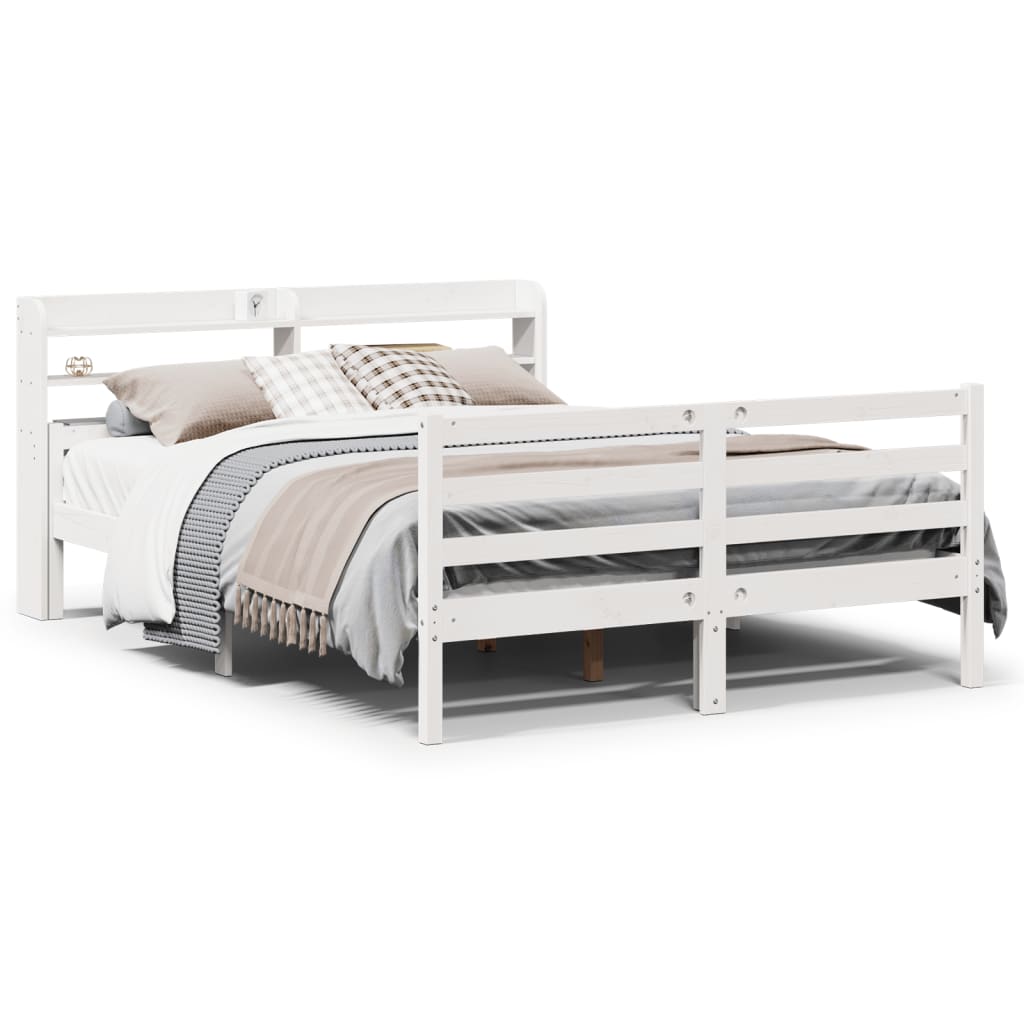Bedframe met hoofdeinde zonder matras 140x200 cm wit – afbeelding 2
