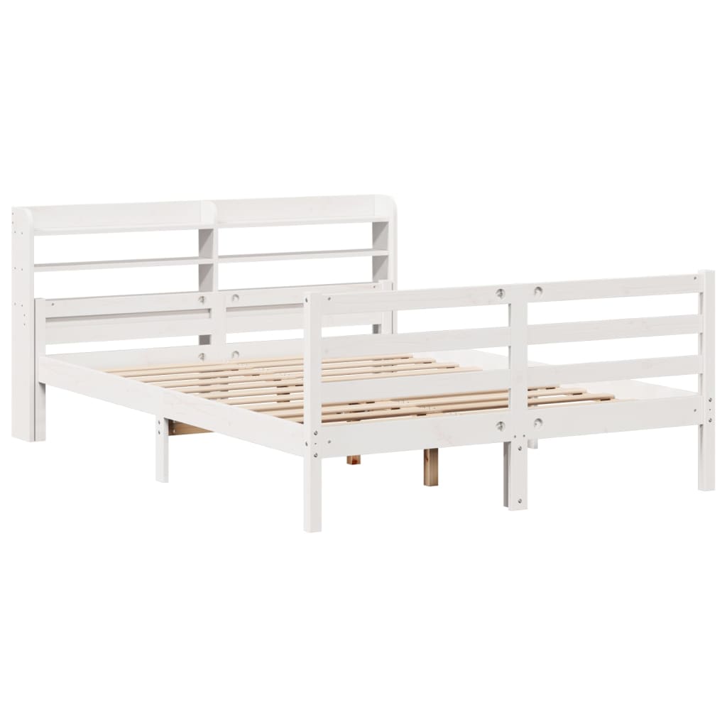 Bedframe met hoofdeinde zonder matras 140x200 cm wit – afbeelding 3