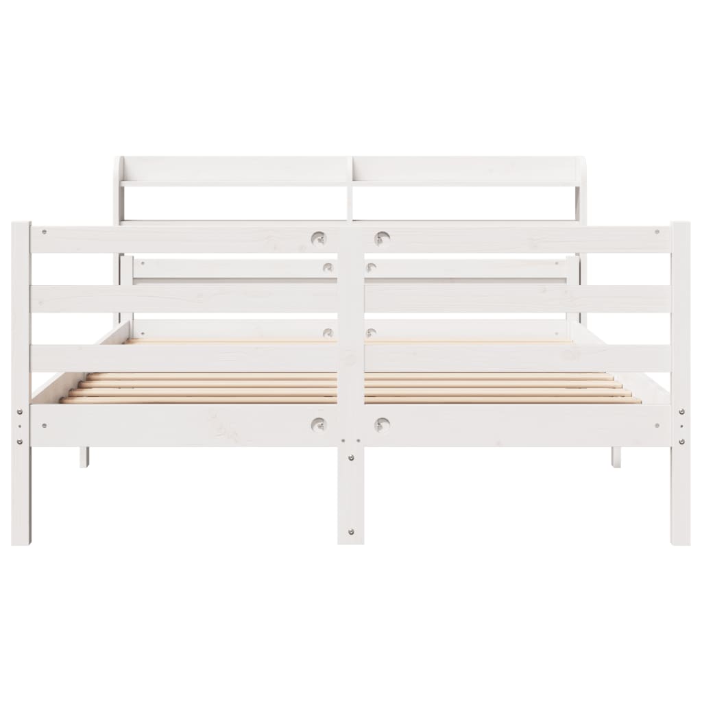 Bedframe met hoofdeinde zonder matras 140x200 cm wit – afbeelding 4