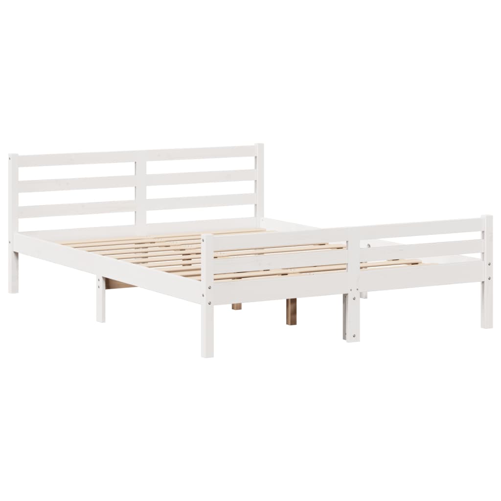 Bedframe met hoofdeinde zonder matras 140x200 cm wit – afbeelding 5
