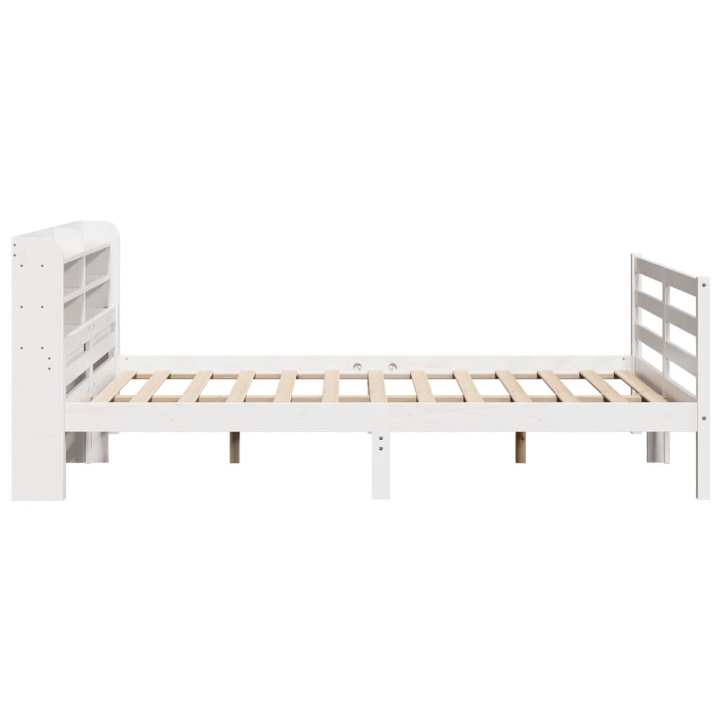 Bedframe met hoofdeinde zonder matras 140x200 cm wit – afbeelding 7
