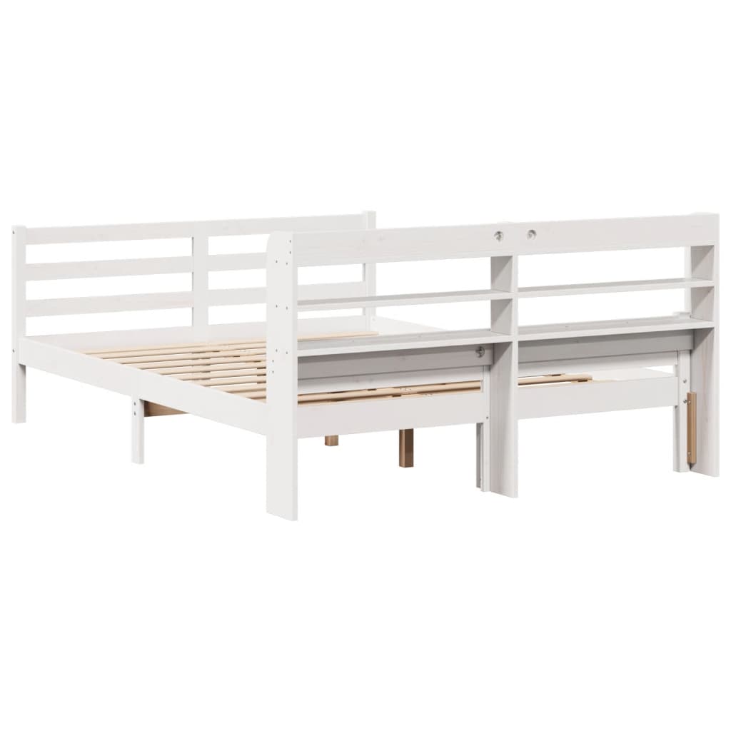 Bedframe met hoofdeinde zonder matras 140x200 cm wit – afbeelding 8