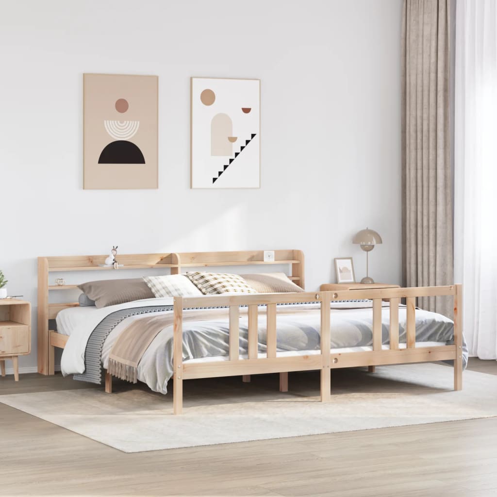 Bedframe met hoofdbord massief grenenhout 180x200 cm – afbeelding 1