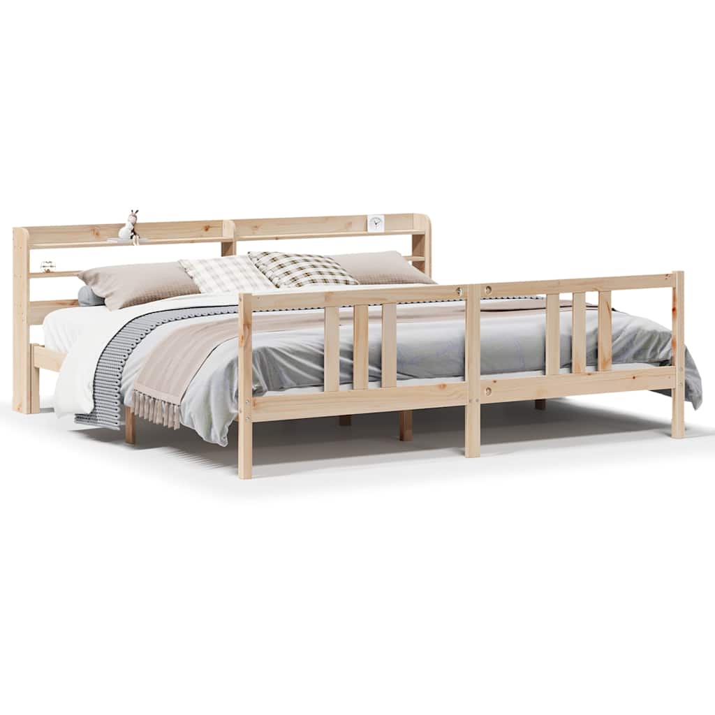 Bedframe met hoofdbord massief grenenhout 180x200 cm – afbeelding 2