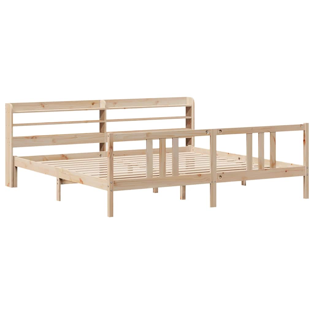 Bedframe met hoofdbord massief grenenhout 180x200 cm – afbeelding 3