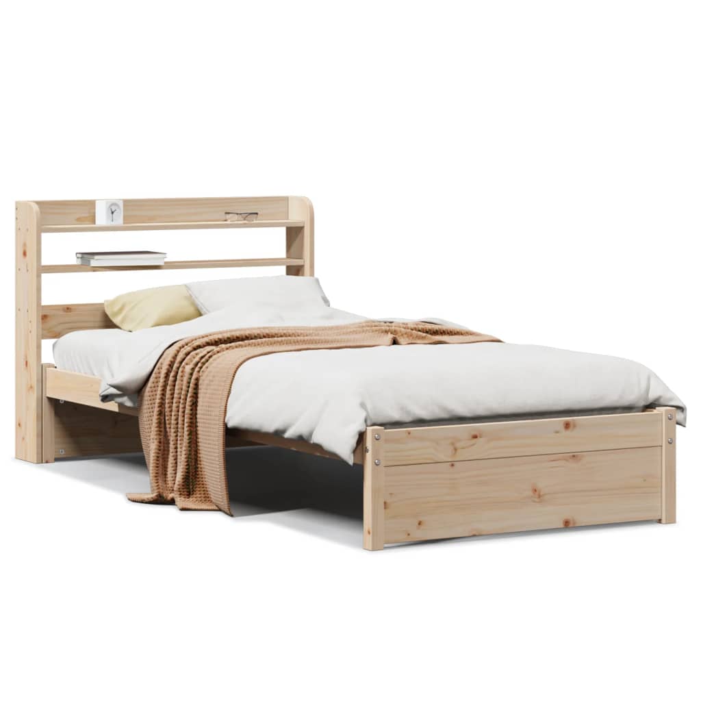 Bedframe met hoofdbord massief grenenhout 75x190 cm – afbeelding 2