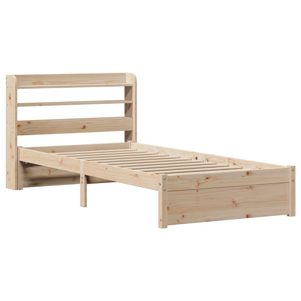 Bedframe met hoofdbord massief grenenhout 75x190 cm – afbeelding 3