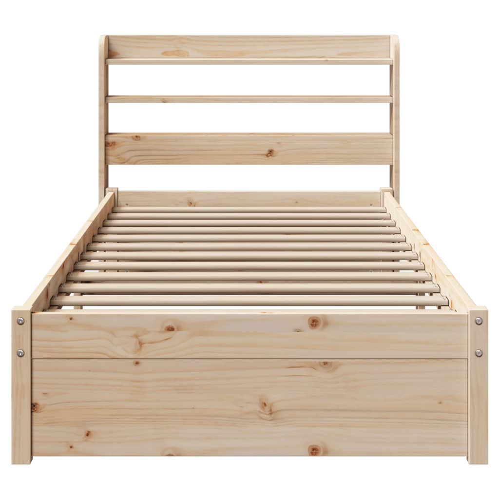 Bedframe met hoofdbord massief grenenhout 75x190 cm – afbeelding 4