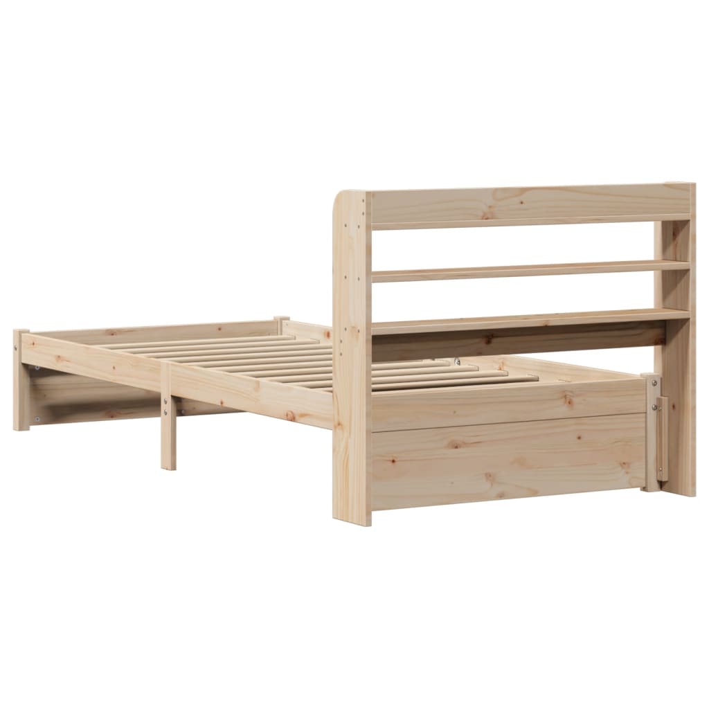 Bedframe met hoofdbord massief grenenhout 75x190 cm – afbeelding 8