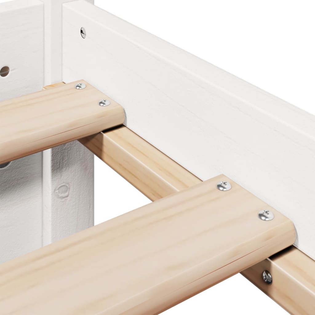 Bedframe met hoofdbord massief grenenhout wit 75x190 cm – afbeelding 10