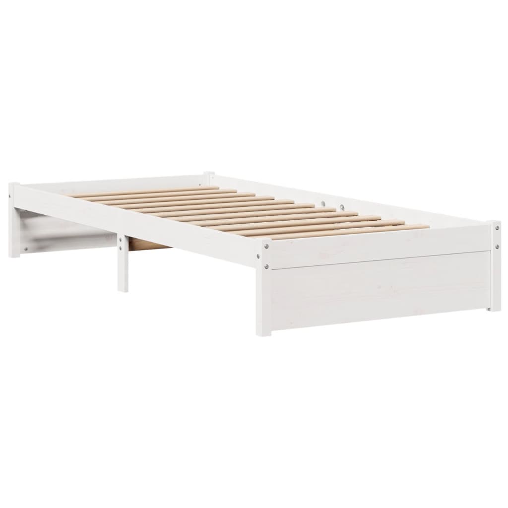 Bedframe met hoofdbord massief grenenhout wit 75x190 cm – afbeelding 5
