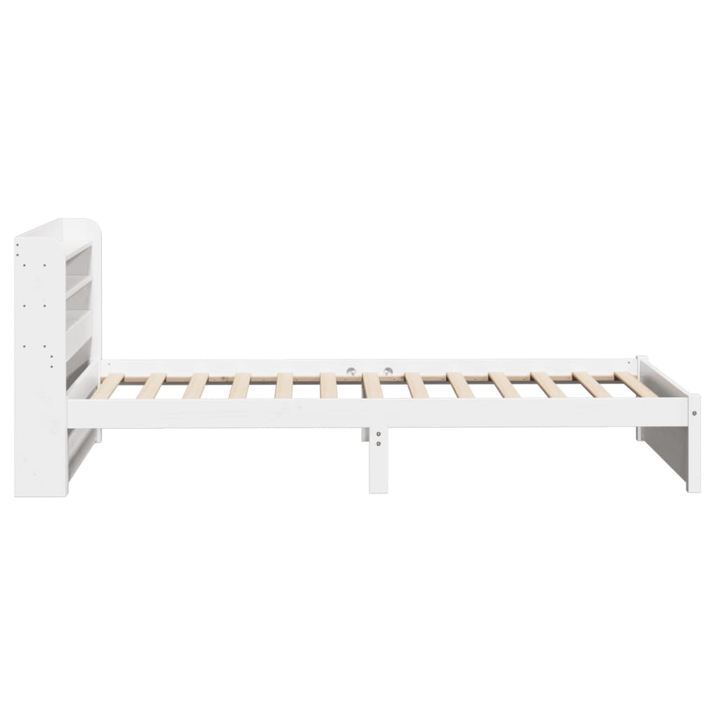 Bedframe met hoofdbord massief grenenhout wit 75x190 cm – afbeelding 8