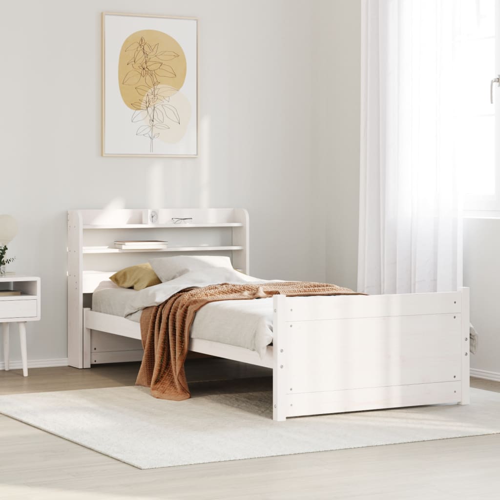 Bedframe met hoofdeinde zonder matras 90x190 cm wit – afbeelding 1