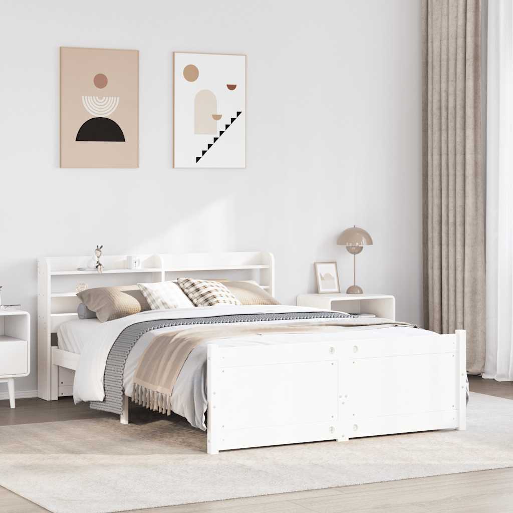 Bedframe met hoofdeinde zonder matras 140x190 cm wit