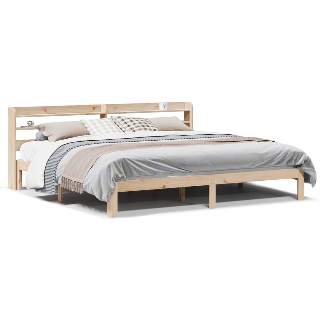 Bedframe met hoofdbord massief grenenhout 180x200 cm – afbeelding 2
