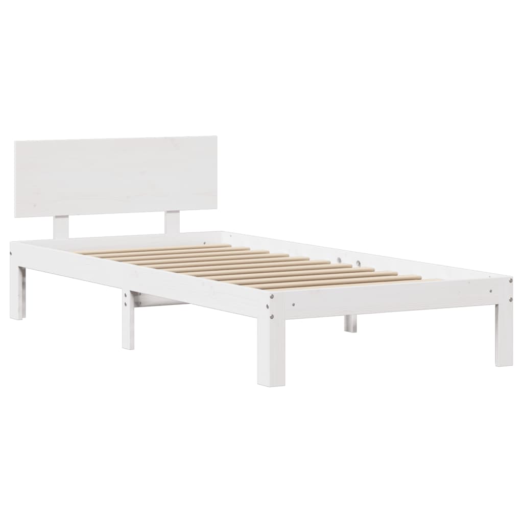 Bedframe met hoofdeinde zonder matras 90x200 cm wit – afbeelding 5