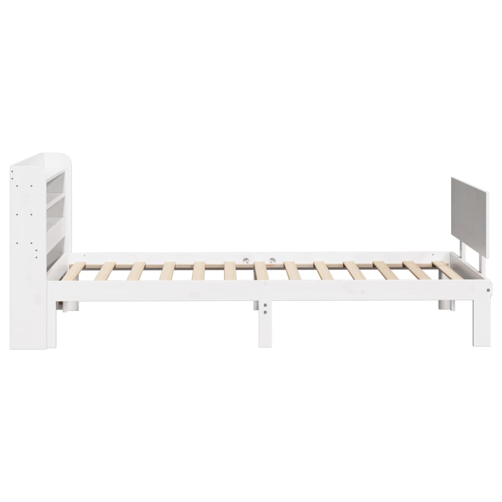 Bedframe met hoofdeinde zonder matras 90x200 cm wit – afbeelding 8