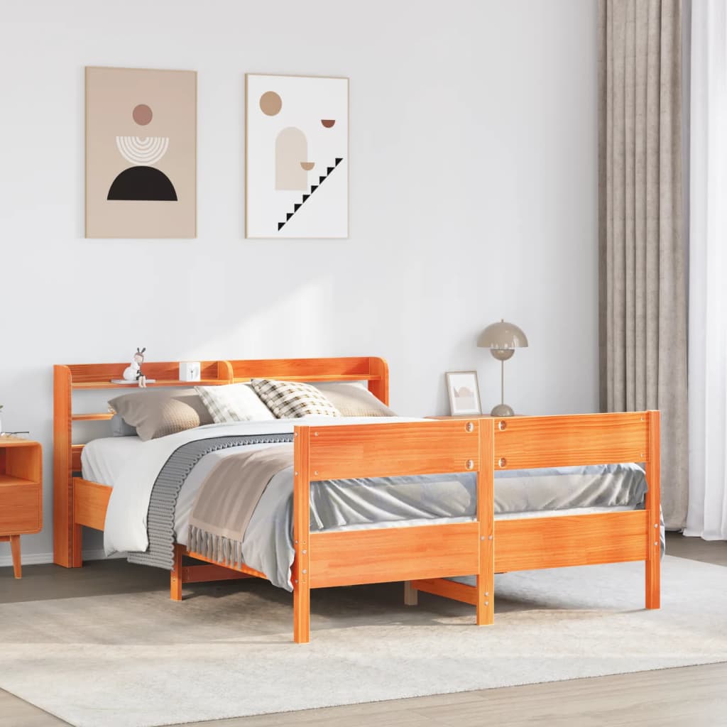 Bedframe zonder matras massief grenenhout wasbruin 150x200 cm – afbeelding 1