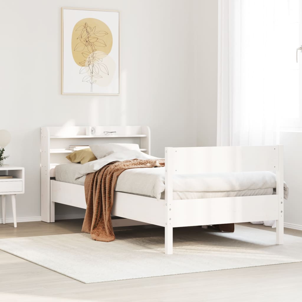 Bedframe zonder matras massief grenenhout wit 140x200 cm – afbeelding 1