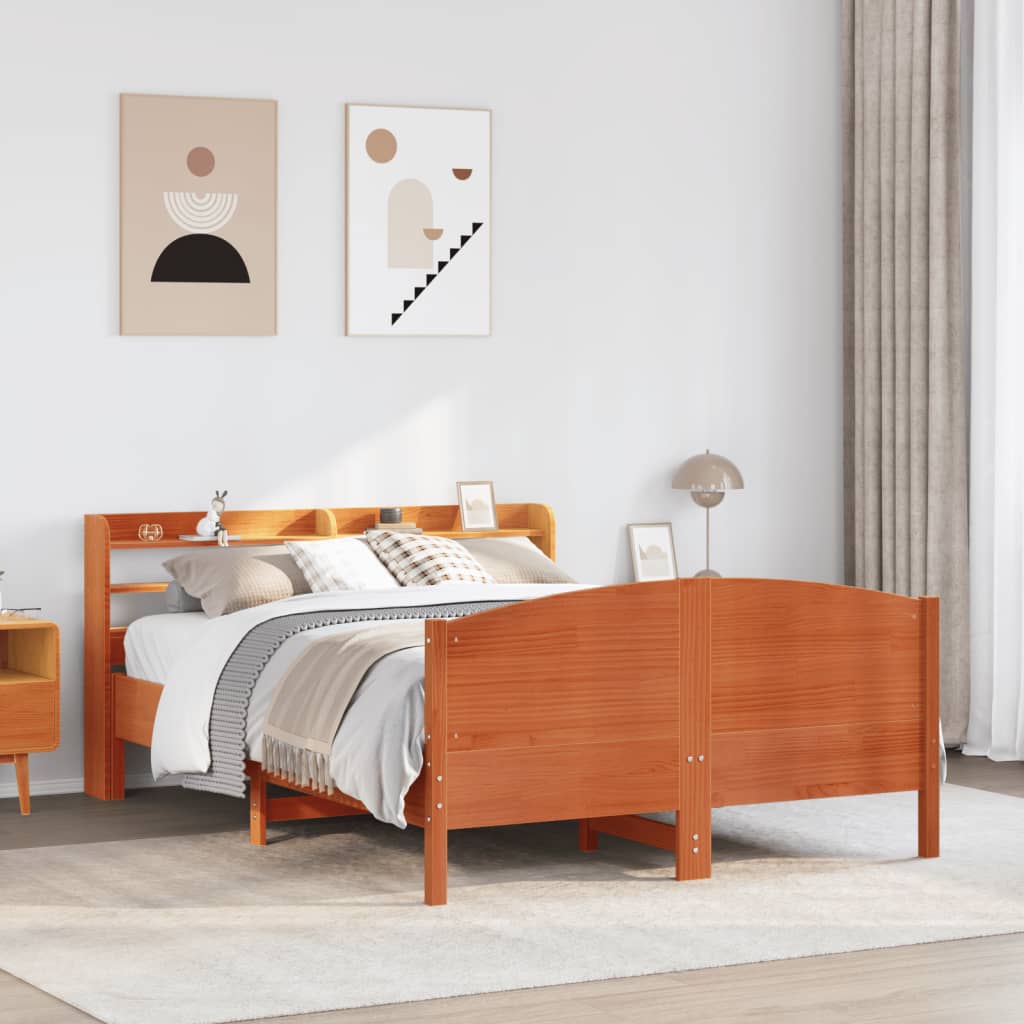 Bedframe zonder matras massief grenenhout wasbruin 150x200 cm – afbeelding 1