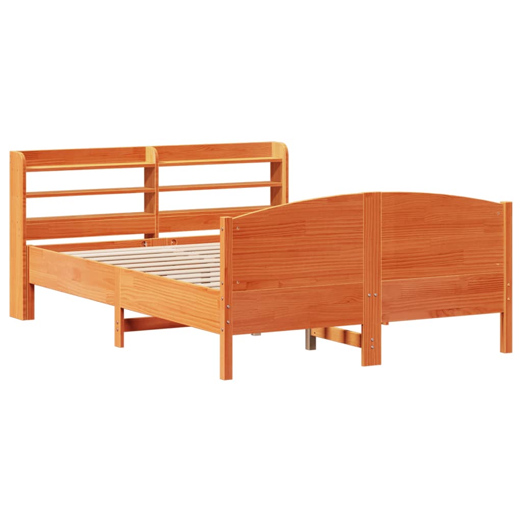 Bedframe zonder matras massief grenenhout wasbruin 135x190 cm – afbeelding 3