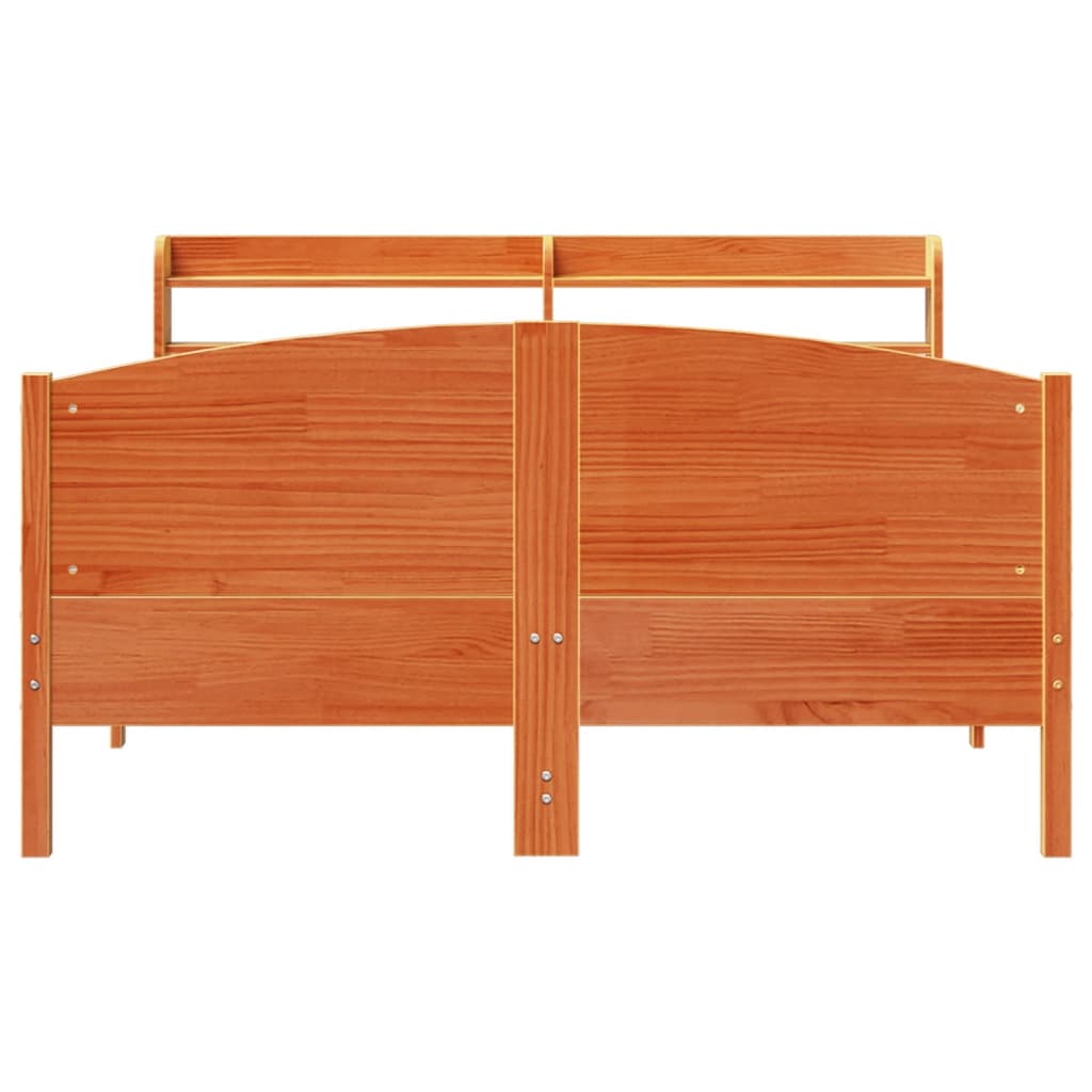 Bedframe zonder matras massief grenenhout wasbruin 135x190 cm – afbeelding 4