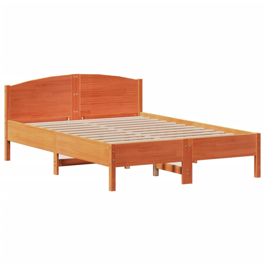 Bedframe zonder matras massief grenenhout wasbruin 135x190 cm – afbeelding 7