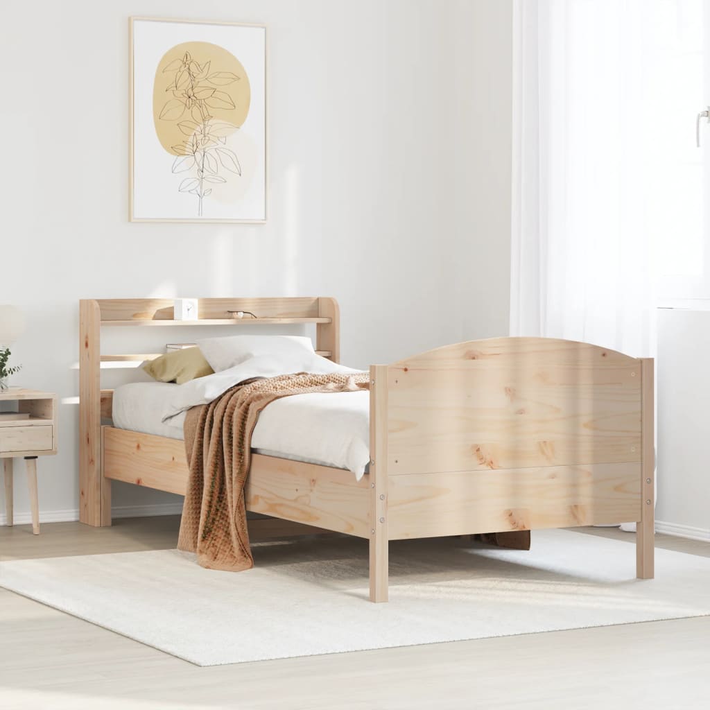 Bedframe zonder matras massief grenenhout 75x190 cm – afbeelding 1