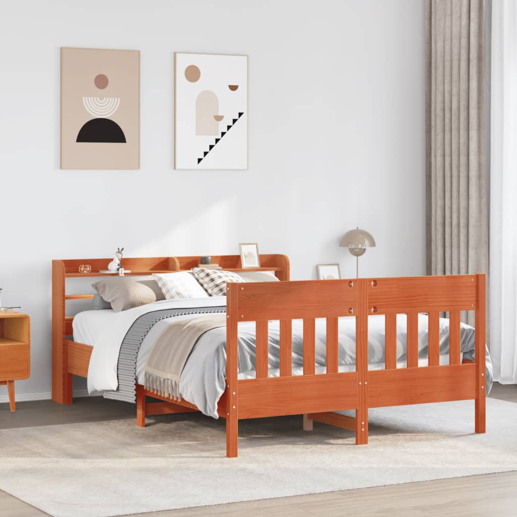 Bedframe zonder matras massief grenenhout wasbruin 150x200 cm – afbeelding 1