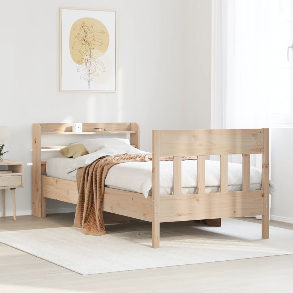 Bedframe zonder matras massief grenenhout 75x190 cm – afbeelding 1