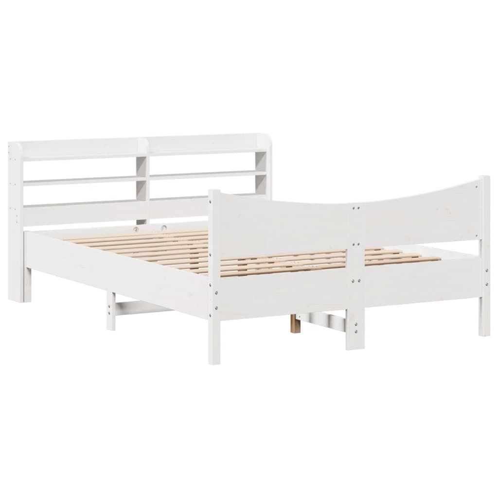 Bedframe met hoofdbord massief grenenhout wit 120x190 cm – afbeelding 2