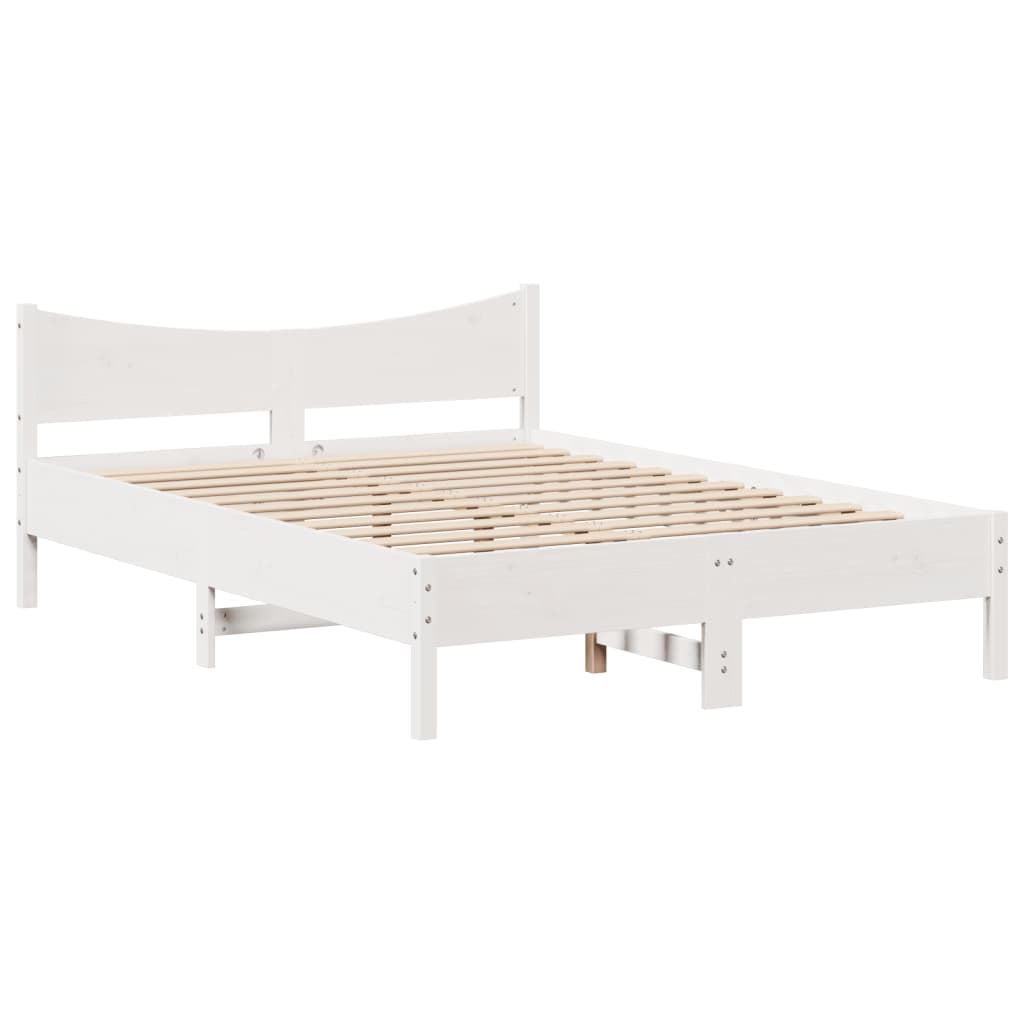 Bedframe met hoofdbord massief grenenhout wit 120x190 cm – afbeelding 5