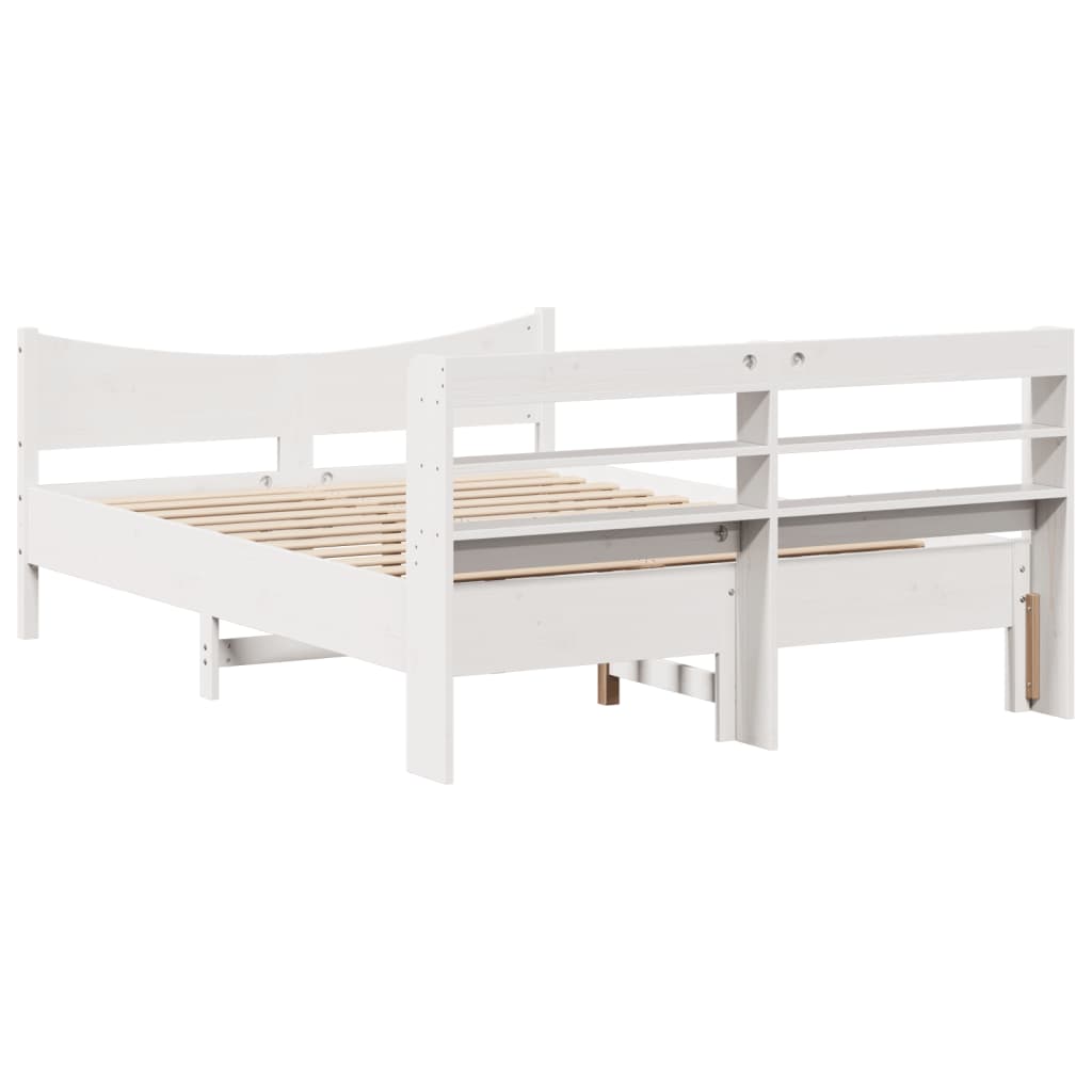 Bedframe met hoofdbord massief grenenhout wit 120x190 cm – afbeelding 8