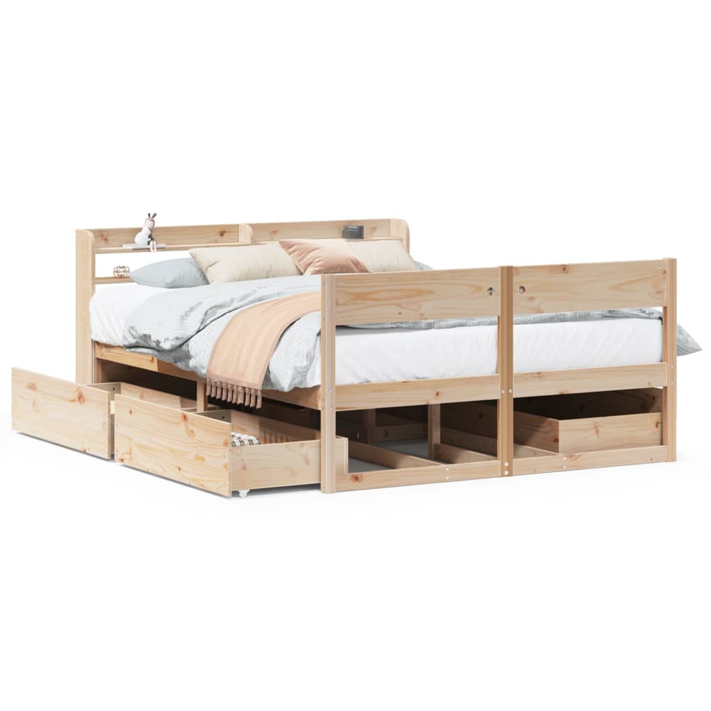 Bedframe zonder matras massief grenenhout 150x200 cm – afbeelding 2