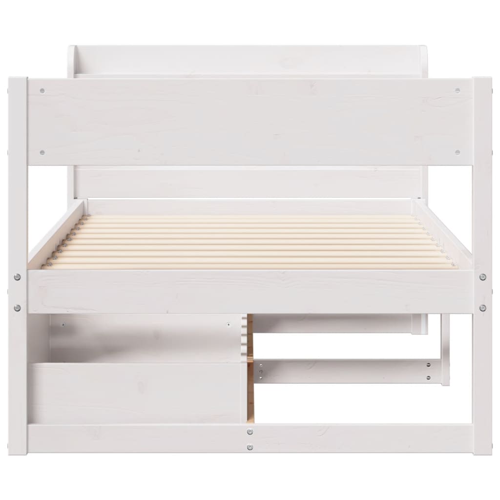 Bedframe zonder matras massief grenenhout wit 140x200 cm – afbeelding 4