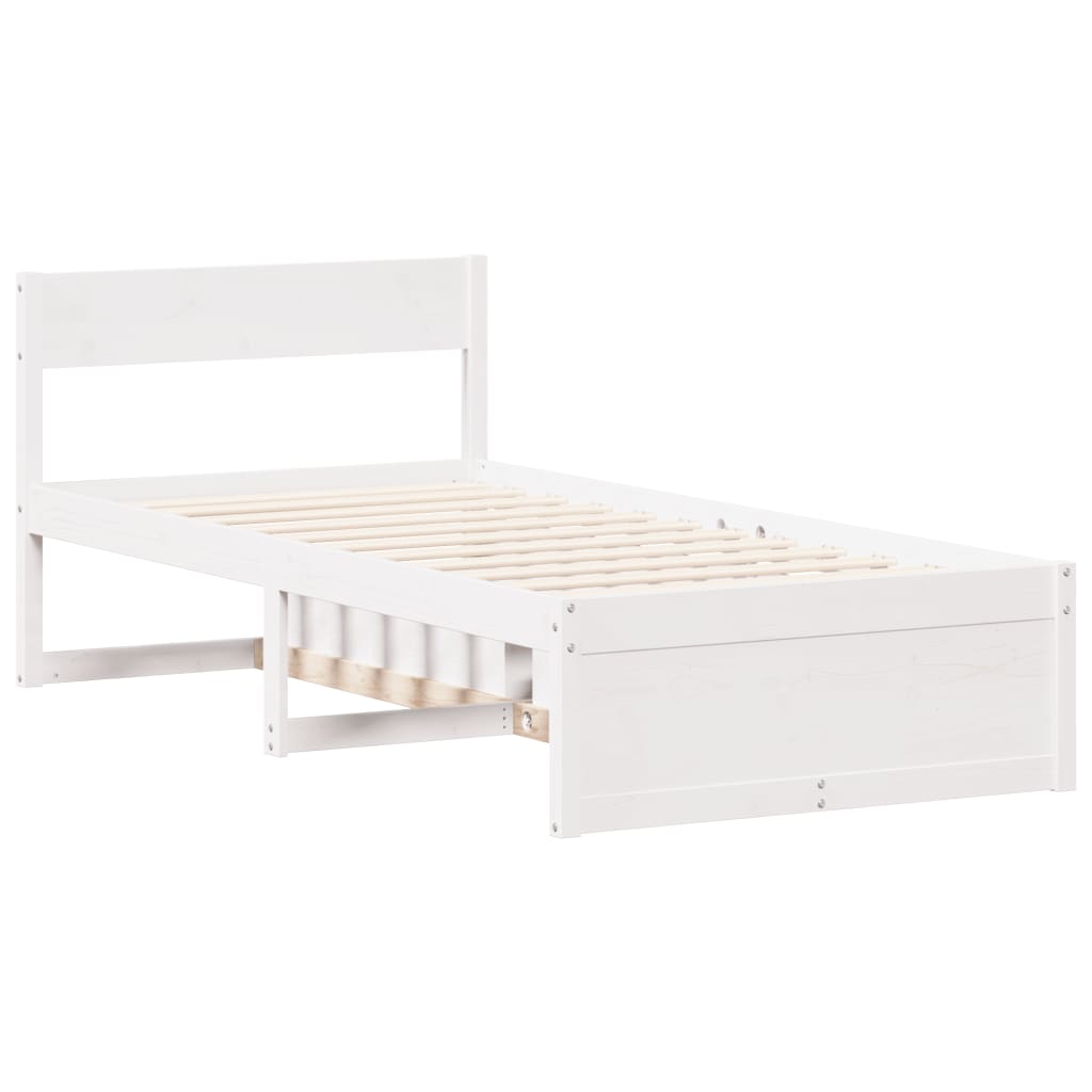 Bedframe zonder matras massief grenenhout wit 140x200 cm – afbeelding 5