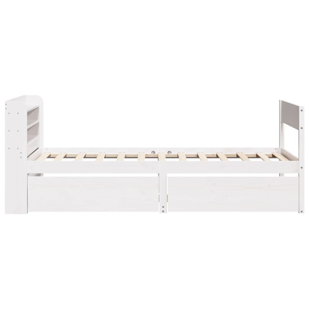 Bedframe zonder matras massief grenenhout wit 140x200 cm – afbeelding 7