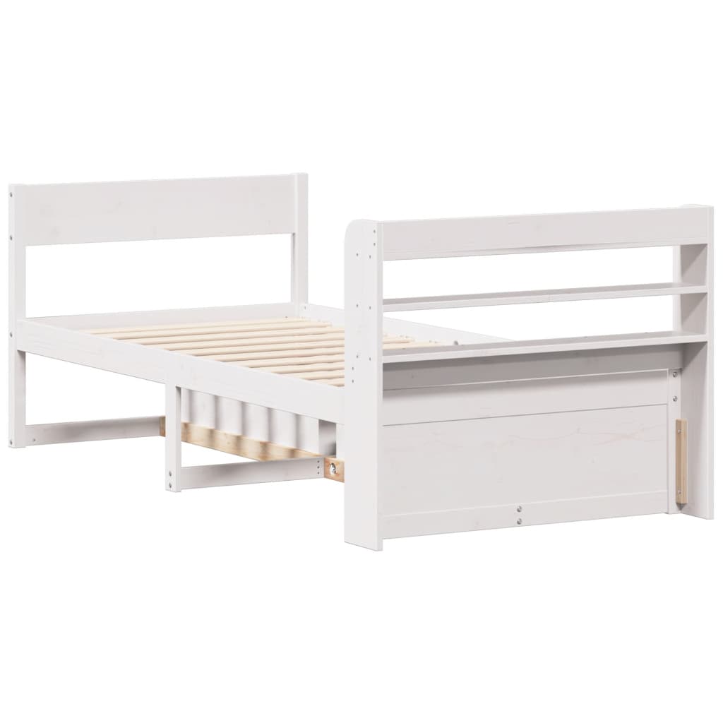 Bedframe zonder matras massief grenenhout wit 140x200 cm – afbeelding 8