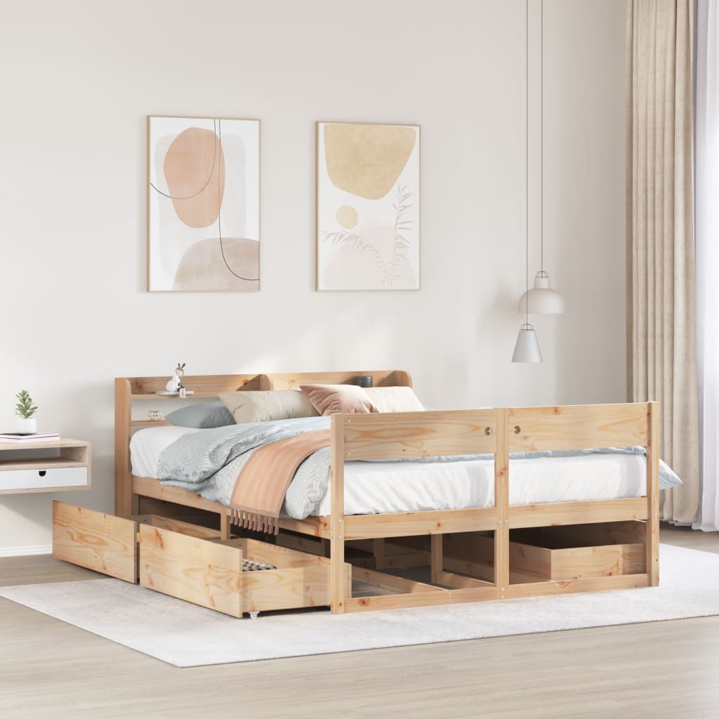 Bedframe zonder matras massief grenenhout 135x190 cm – afbeelding 1