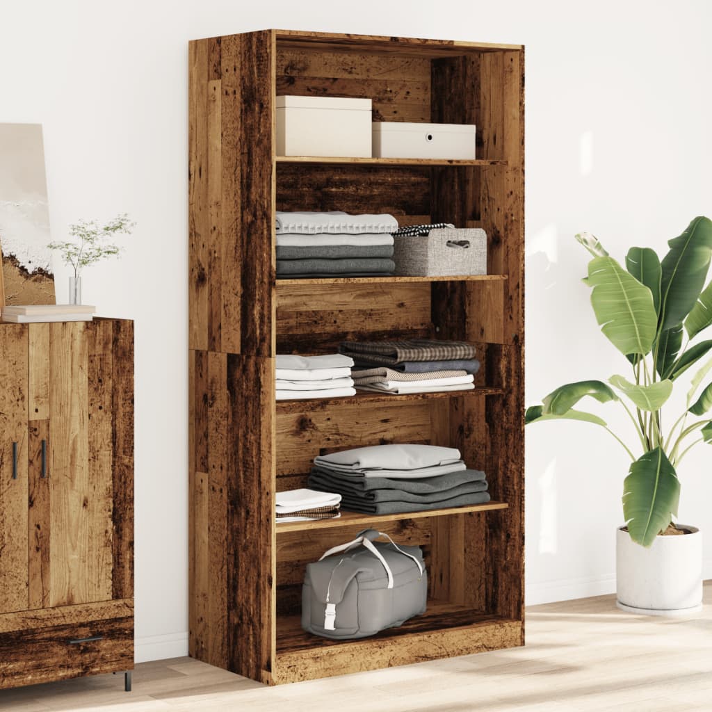 Kledingkast 100x50x200 cm bewerkt hout oud hout – afbeelding 1