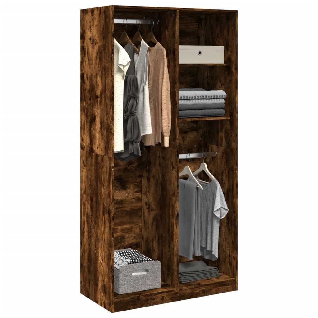 Kledingkast 100x50x200 cm bewerkt hout gerookt eikenkleurig – afbeelding 1