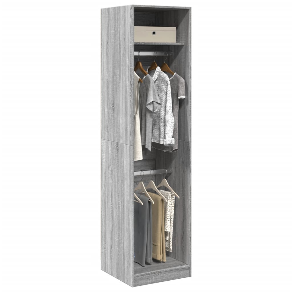 Kledingkast 50x50x200 cm bewerkt hout grijs sonoma – afbeelding 1