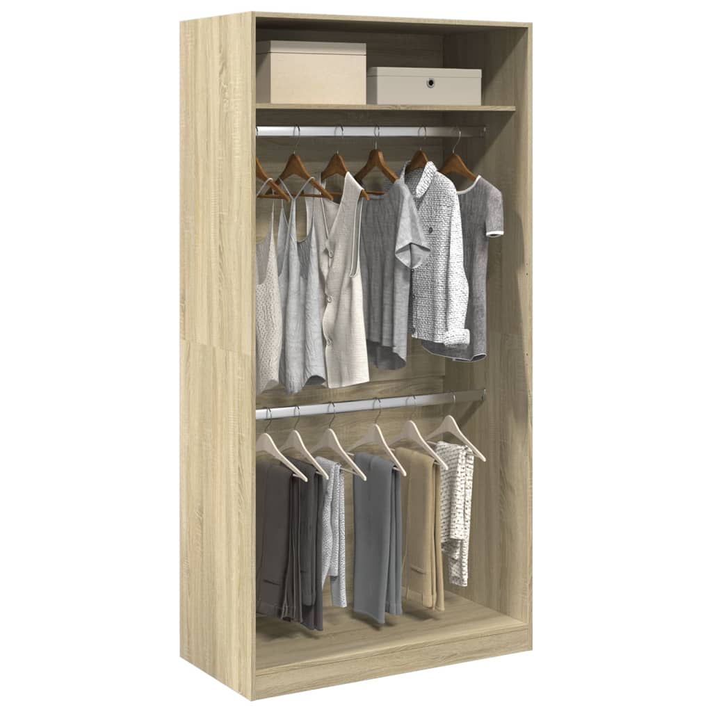 Kledingkast 100x50x200 cm bewerkt hout sonoma eikenkleurig – afbeelding 1