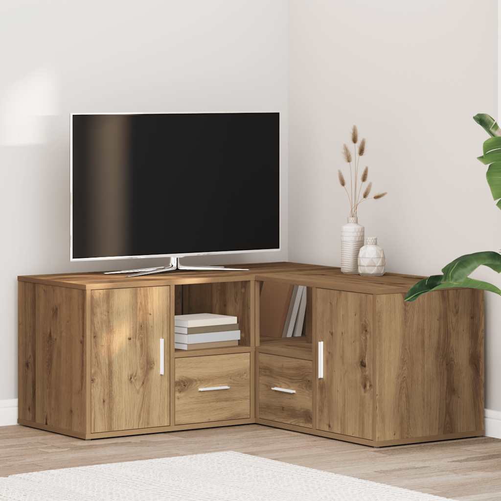 Hoekkast 160x40x45 cm bewerkt hout artisanaal eiken – afbeelding 1