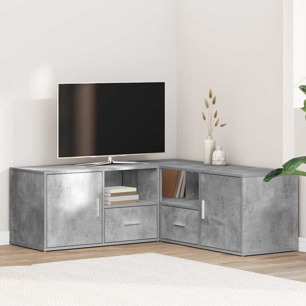 Hoekkast 200x40x45 cm bewerkt hout betongrijs