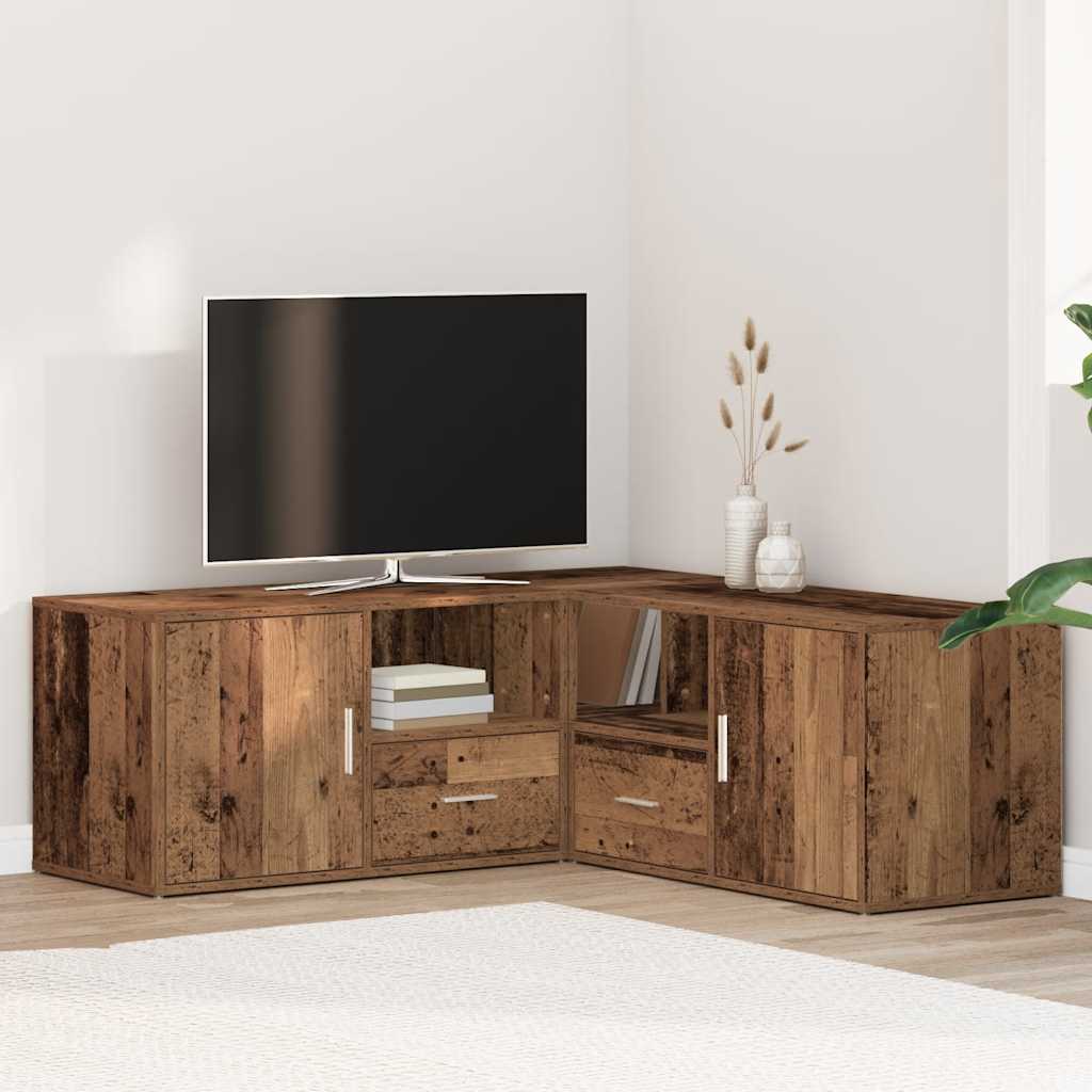 Hoekkast 200x40x45 cm bewerkt hout oud houtkleurig – afbeelding 1