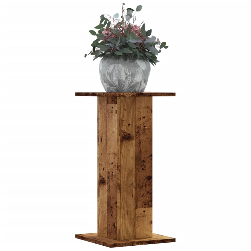 Plantenstandaards 2 st 30x30x60 cm bewerkt hout oud houtkleurig – afbeelding 1