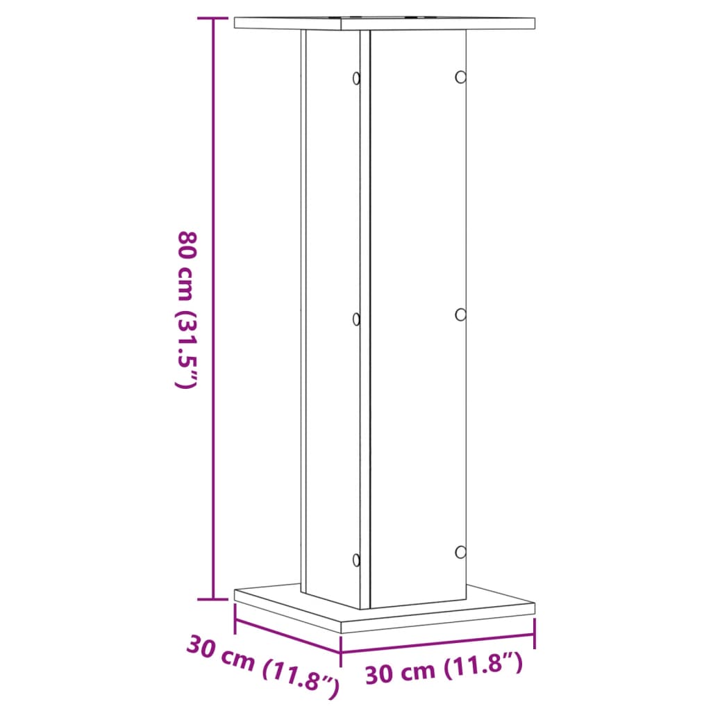 Plantenstandaards 2 st 30x30x80 cm bewerkt hout zwart – afbeelding 10