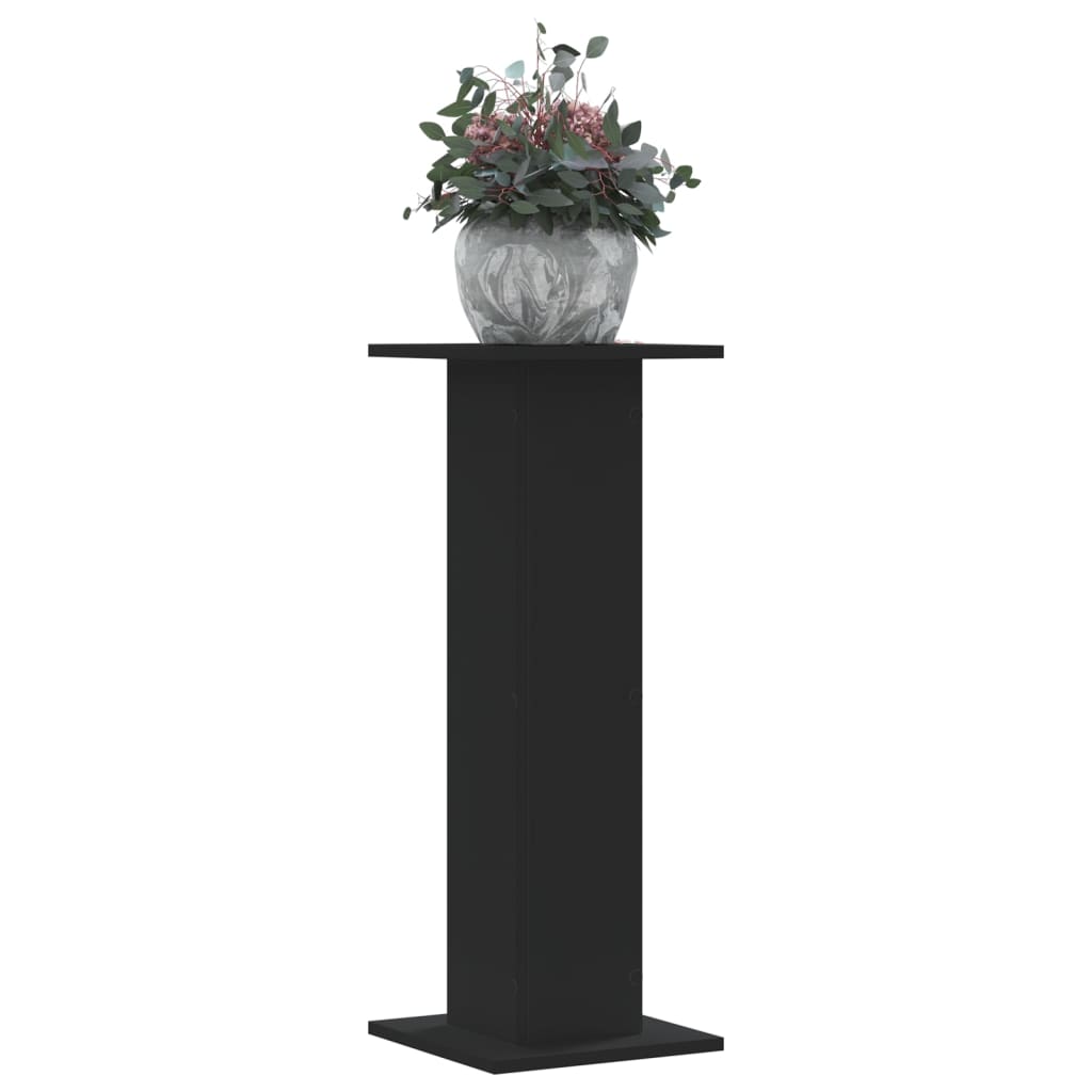 Plantenstandaards 2 st 30x30x80 cm bewerkt hout zwart – afbeelding 2