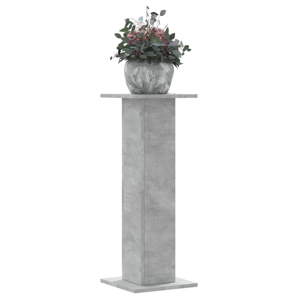 Plantenstandaards 2 st 30x30x80 cm bewerkt hout betongrijs – afbeelding 1